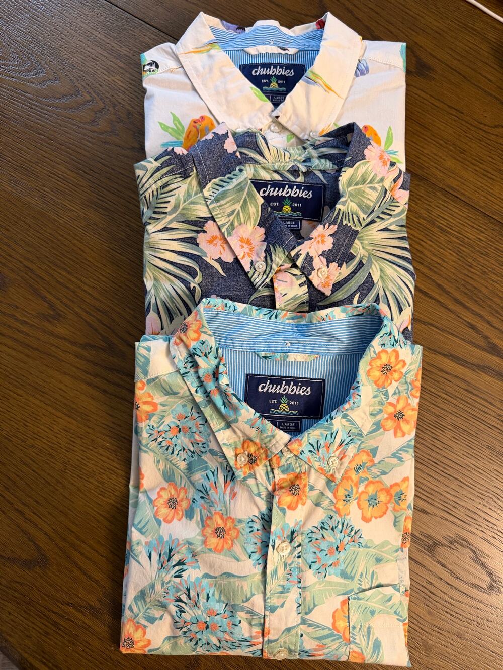 Lot of 3 Chubbies Shirt Short Sleeve Tropical Hawaiian Floral Men's L